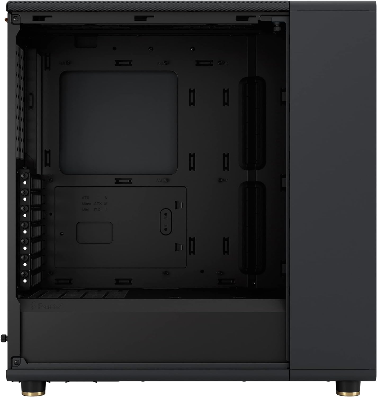 Fractal Design North Charcoal Black Tempered Glass Dark - Genuine Walnut Wood Front - Glass Side Panel - Two 140mm Aspect PWM Fans Included - Type C USB - ATX Airflow Mid Tower PC Gaming Case