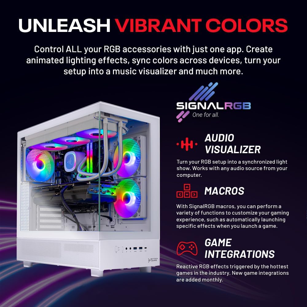 Skytech Gaming Azure 3 Desktop PC, Intel i7 14700F 2.1 GHz (5.3GHz Turbo), NVIDIA RTX 5070 12GB, 1TB Gen4 NVMe SSD, 32GB DDR5 RAM 5200 RGB, 850W Gold ATX 3 PSU, 360mm ARGB AIO, Wi-Fi, Win 11