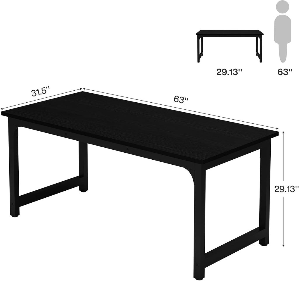 Tribesigns Modern Computer Desk, 63 x 31.5 inch Large Office Desk Computer Table Study Writing Desk Workstation for Home Office, Black