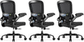 TRALT Ergonomic Office Chair - Desk Chair with Adjustable Headrest Lumbar Support Computer Chair - Mesh Comfy Chair with Flip-up Armrests - Gaming Chair for Adults Home Office PU, Black, Pack of 3