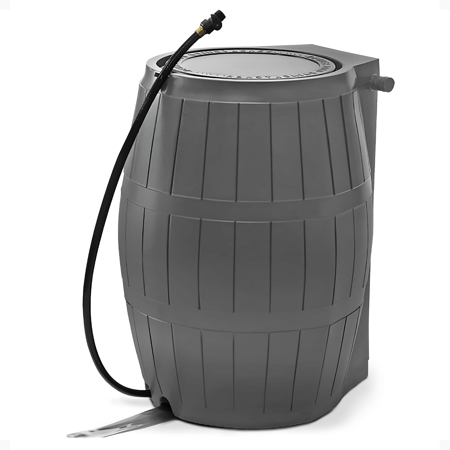 FCMP Outdoor Raincatcher 4000 Rain Barrel, Flat-Back Rainwater Catcher with Spigots, 50 Gallon, Grey - Portable Water Storage Container Tank for Home, Garden, and Backyard