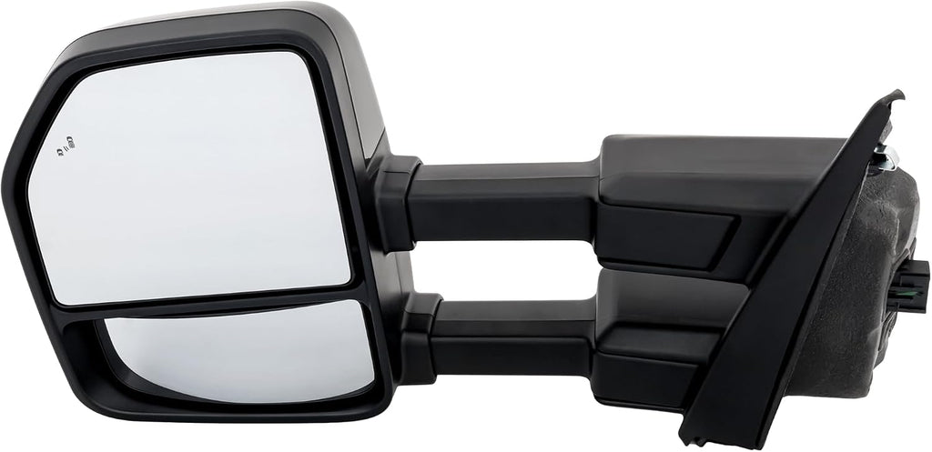 Kool Vue Power Heated Tow Mirrors for Ford F-250 F-350 F-450 Super Duty 2020-2022, Power Fold, Signal Light, Blind Spot Monitor, Memory, Puddle Lamp, Paintable, Driver Side Mirror Replacement