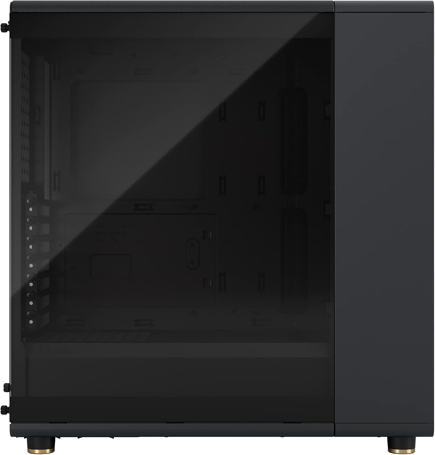 Fractal Design North Charcoal Black Tempered Glass Dark - Genuine Walnut Wood Front - Glass Side Panel - Two 140mm Aspect PWM Fans Included - Type C USB - ATX Airflow Mid Tower PC Gaming Case