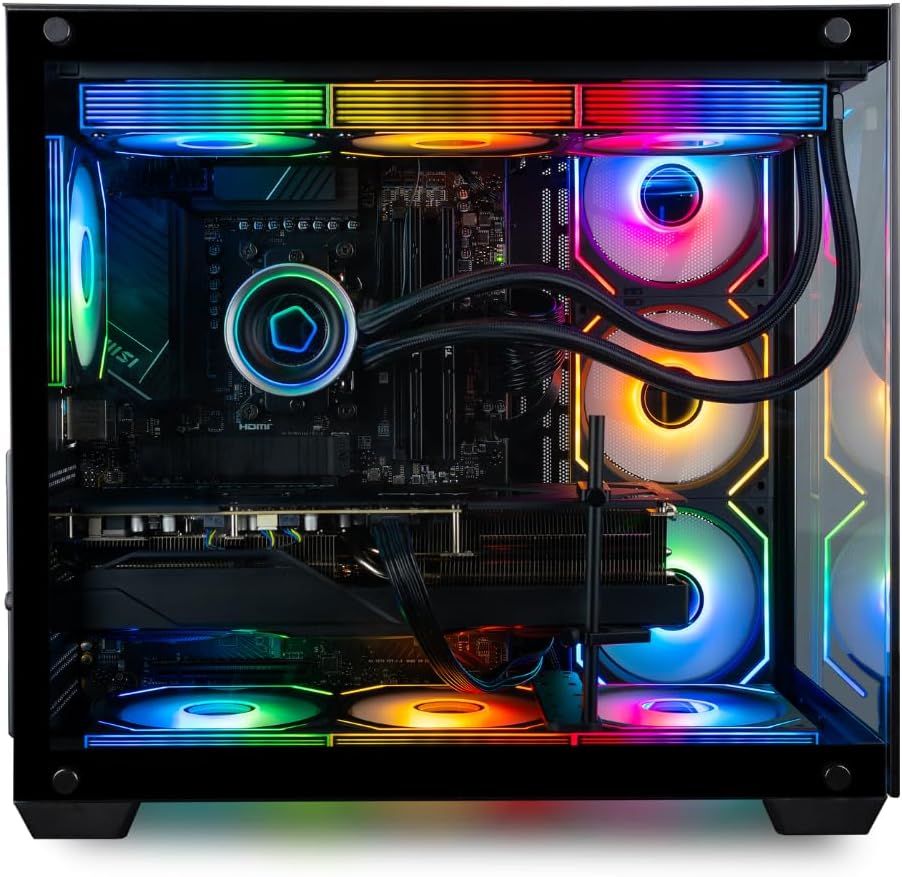 Panorama XL RTX 5090, AMD Ryzen 9 9950X3D, 64GB DDR5 RAM, 2TB Gen4 SSD, 360mm Liquid Cooled Gaming Desktop PC w/Windows 11 Pro, 3 Year Warranty, RGB Keyboard+Mouse, Internal WiFi 7, 3X DP, HDMI & RJ45