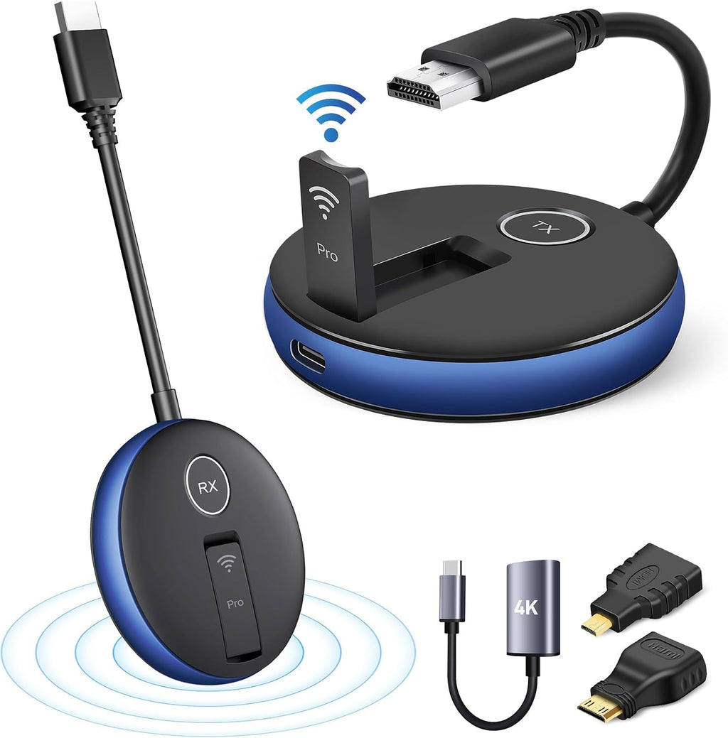Wireless HDMI PRO- Transmitter and Receiver, Wirelessly Multi-TV Extender Kit, 5G Clip w/Heat-Control, Plug and Play 165FT/50M 2.4G/5.8G @60Hz, Stream Video from Laptop/PC to Multiple HDTV/Monitor