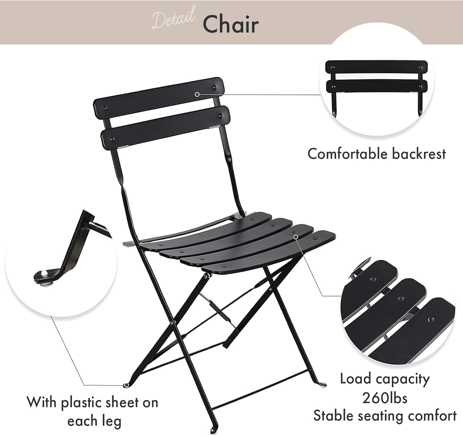 Indoor/Outdoor 3-Piece Foldable Bistro Set, Folding Outdoor Patio Furniture Sets, 2 Chairs and 1 Table, Weather-Resistant Outdoor/Indoor Conversation Set for Patio (Red)
