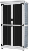 GDLF Outdoor Storage Cabinet Wood & Metal Garden Shed with Waterproof Roof and Sturdy Lockable Doors 66'