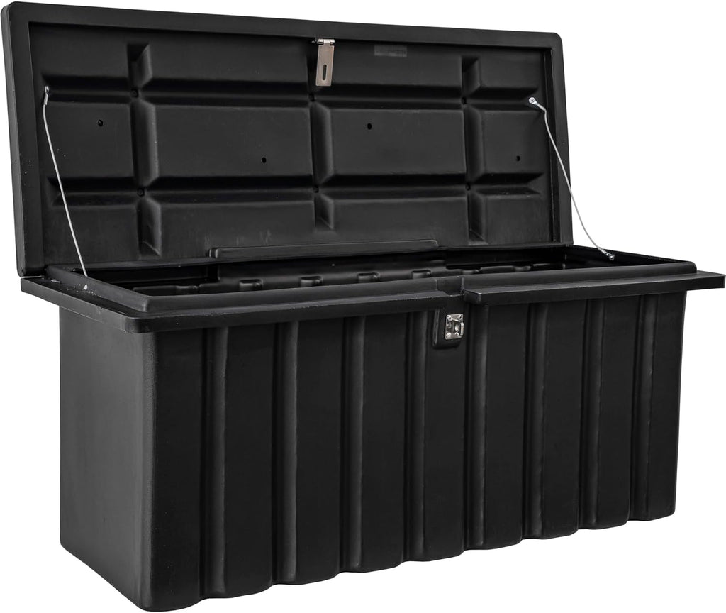Buyers Products 1712250 Poly Outdoor Multi-Purpose All Weather Utility Storage Bin Box, 8.4 cu. Ft, Job Site Box, Outdoor Storage and Organizer, Made in USA, Black