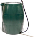 FCMP Outdoor Raincatcher 4000 Rain Barrel, Flat-Back Rainwater Catcher with Spigots, 50 Gallon, Green - Portable Water Storage Container Tank for Home, Garden, and Backyard