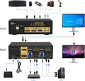 2 Port USB 3.0 Dual Monitor KVM Switch Displayport 1.4 + HDMI 2.1 Supports 8K@60Hz, 4K@144Hz with Audio Output and All Input Cables