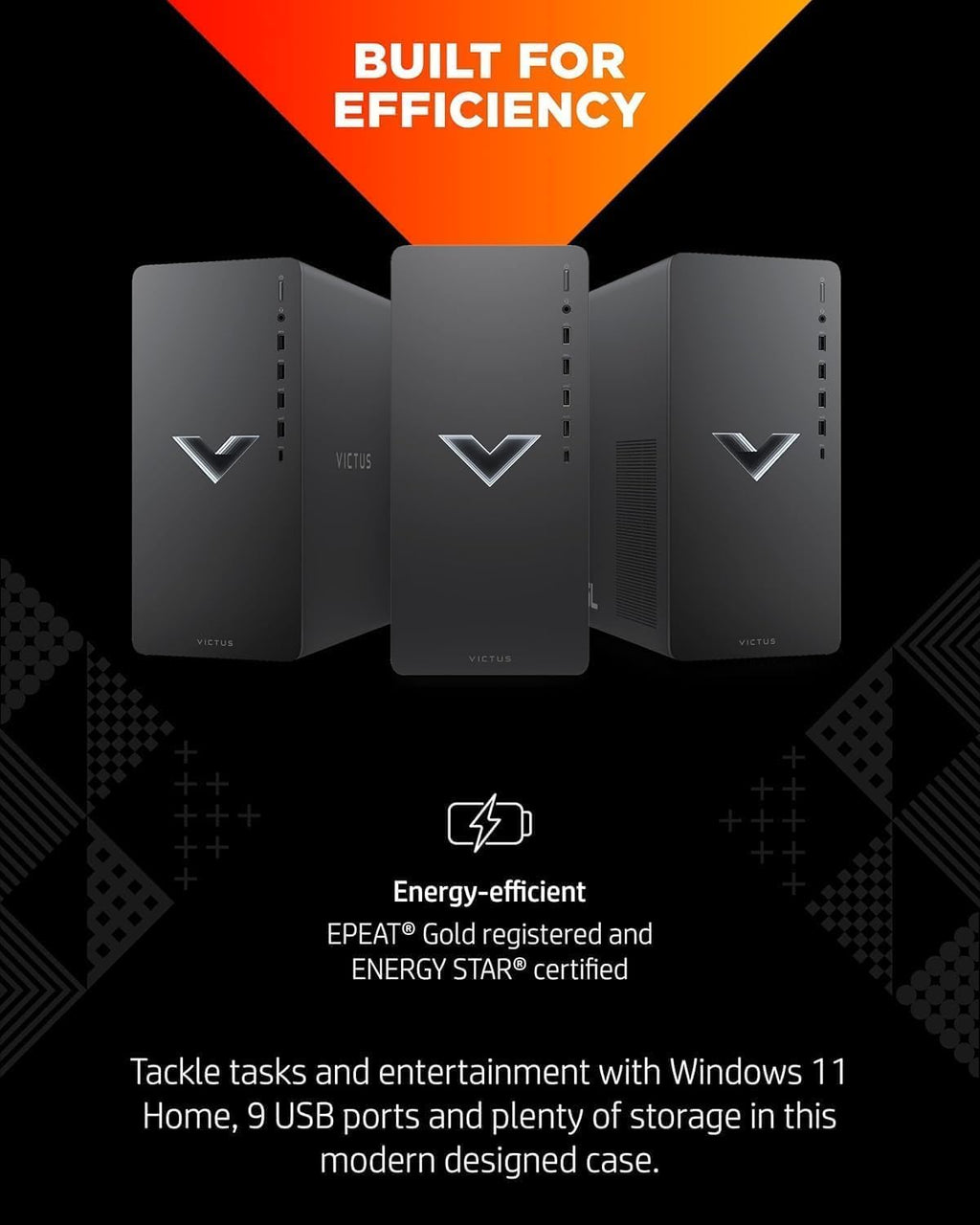 HP Victus 15L Desktop | Gaming PC | AMD Ryzen 7 5700G, 8-Core Processor | 32GB RAM, 1TB SSD | AMD Radeon RX 6400 Graphics (4 GB GDDR6 Dedicated) | WiFi 6, Bluetooth 5.3 | Windows 11 | Mica Silver