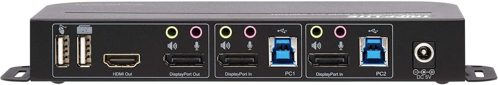 Tripp Lite 2 Port DisplayPort USB KVM Switch, Dual Port DP USB KVM Switch, 4K 60 Hz, HDR, HDCP 2.2, DP 1.4, USB 3.0 Cables, Black (B005-DPUA2-K)