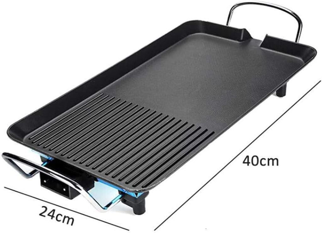 Smoke Free Electric Grill Griddle 1500W Indoor Smokeless Nonstick Pancake 40X24cm with Cool-Touch Handle, 5-Level Control
