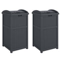 Suncast 2 Pack Trash Hideaway Refuse Container, Stylish Resin Outdoor Garbage Bin with Latching Lid, 30 to 33 Gallon Capacity, Cyberspace
