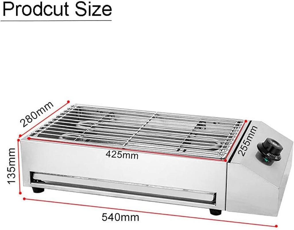 Electric Smokeless Indoor Grill - 2800W Portable BBQ with Temperature Control & Water Drip Tray for Indoor & Outdoor Cooking
