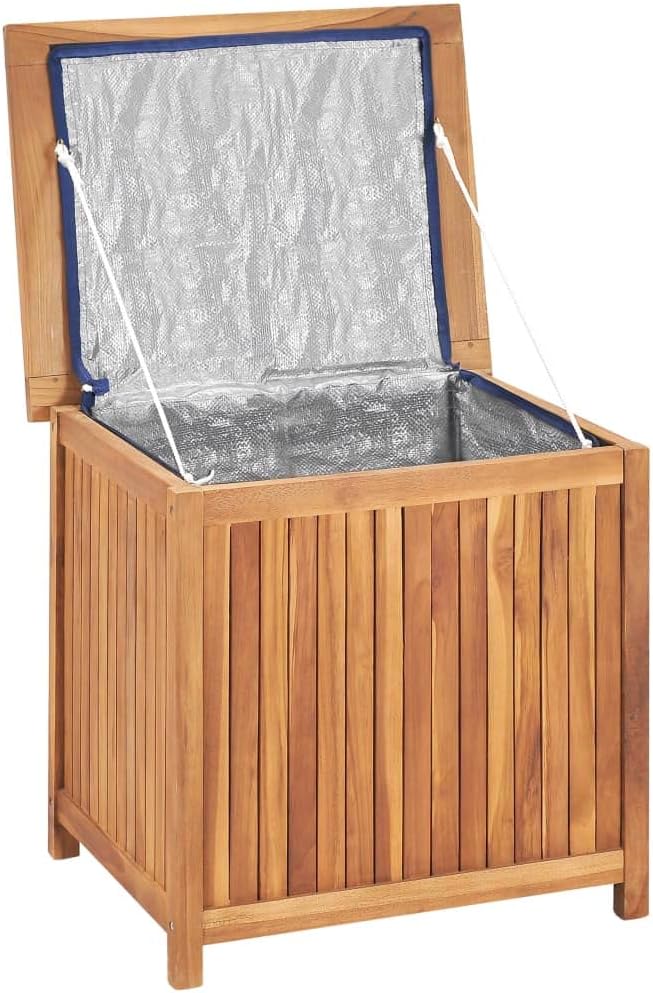 Patio Storage Box Outdoor Solid Teak Wood Deck Box Wooden Outdoor Storage Organization Box with Lid Storage Bench and Waterproof Lining for Garden,Patio,Backyard,23.6'x19.7'x22.8' -AA
