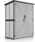 Aivituvin Shed Outdoor Storage Cabinet with Durable Metal Frame Waterproof Garden Tool Storage with Adjustable Shevels and Floor for Backyard Garden Patio Lawn, 55' L, Off White