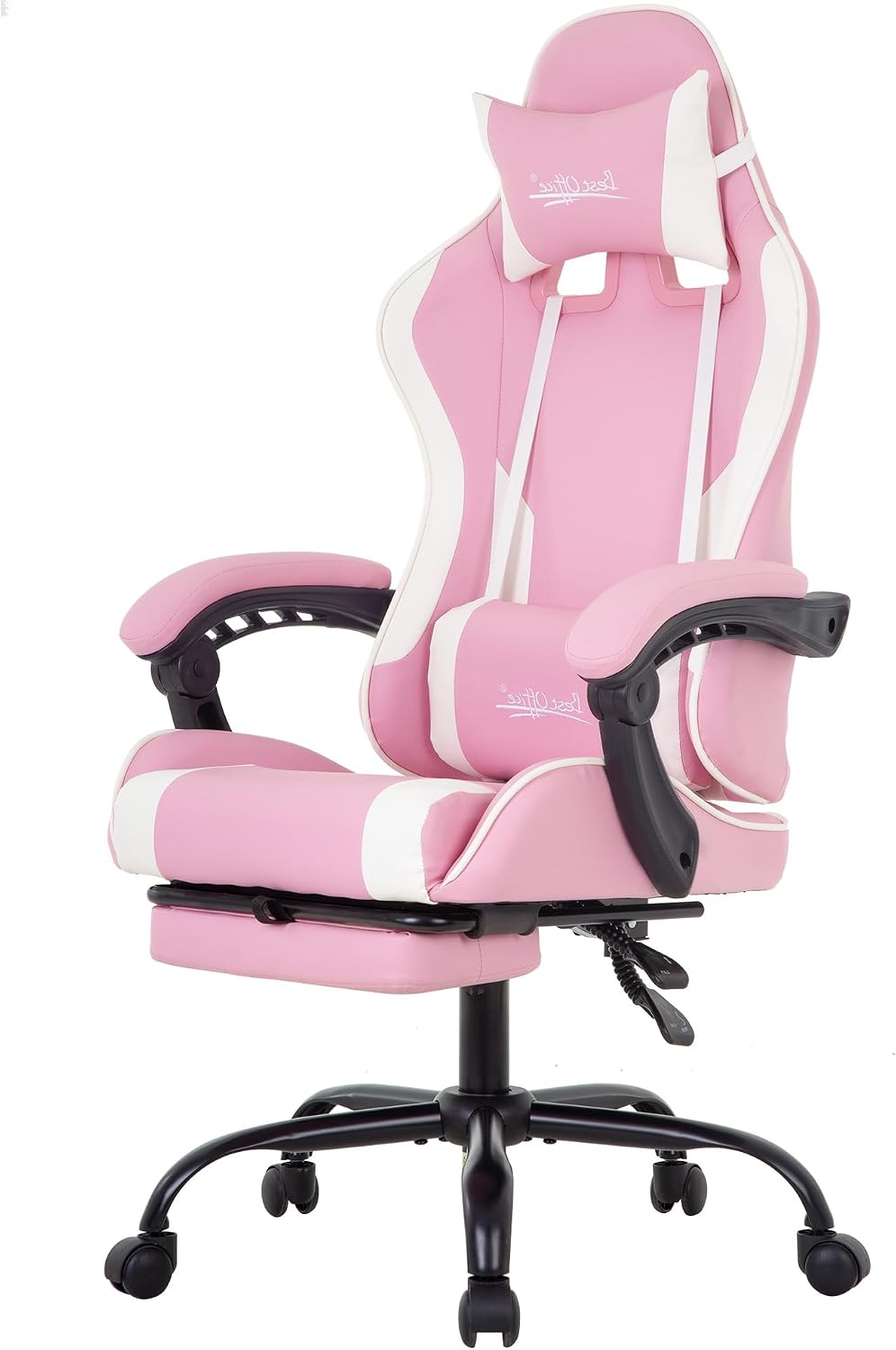 PayLessHere Ergonomic Racing Desk Chair Computer Chair Gaming Chair with Footrest Lumbar Support Headrest Armrest Task Rolling Swivel Ergonomic E-Sports Adjustable PC Gamer Chair (Pink)