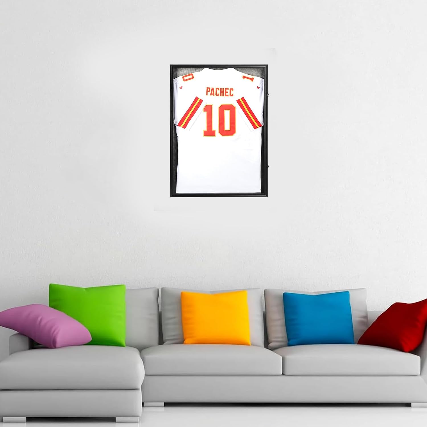 Grintus Large Jersey Frame Display Case Jersey Display Case Jersey Shadow Box with Uv Protection Acrylic and Hanger for Baseball Basketball Football Soccer Hockey Sport Shirt and Uniform,LinenBack