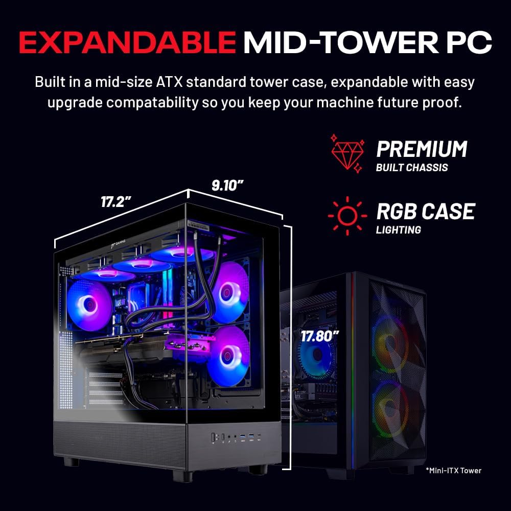 Skytech Gaming Azure 3 Gaming PC, AMD Ryzen 7 9700X 3.8GHz, NVIDIA RTX 5060, 1TB NVMe SSD, 16GB DDR5 RAM 6000, 850W Gold ATX 3 PSU, 360 ARGB AIO, Wi-Fi, Win 11, Desktop