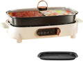 Electric Pot with Removable Pan 1200W Hot Pot with Electric Grill Adjustable Temperature Nonstick Multifunction Electric Skillet with Glass Lid