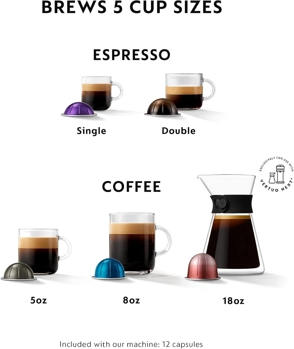 Nespresso VertuoPlus Coffee and Espresso Machine by Breville,1.1 liters, Ink Black