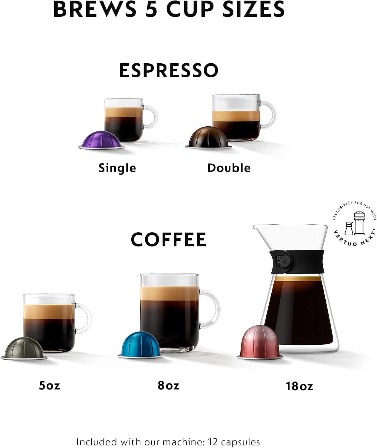 Nespresso VertuoPlus Coffee and Espresso Machine by Breville,1.1 liters, Ink Black