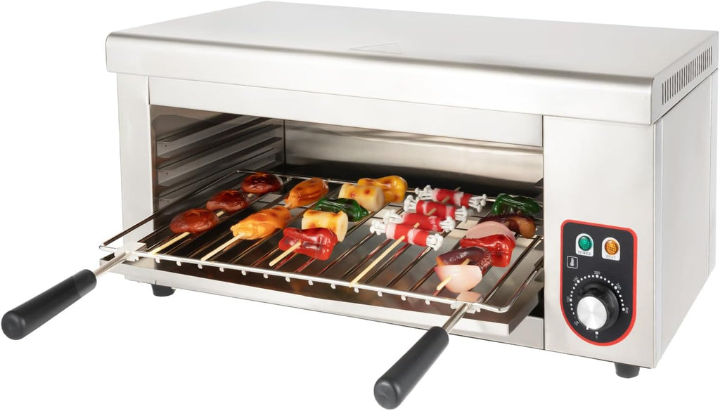 Electric Cheese Melter Cheesemelter Grill 1500W Countertop Indoor Electric Grill, Temperature Adjustable 122-572°F Commercial Cheese Melter Stainless Steel Toaster Oven