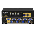 KVM Switch Dual Monitor 4K@60Hz HDMI + VGA for Home and Office to Console Desktops/Laptops, Support USB 3.0, Hot Key, Audio, Wireless Keyboard and Mouse (2 Monitors 4 Computers 942HV-3)