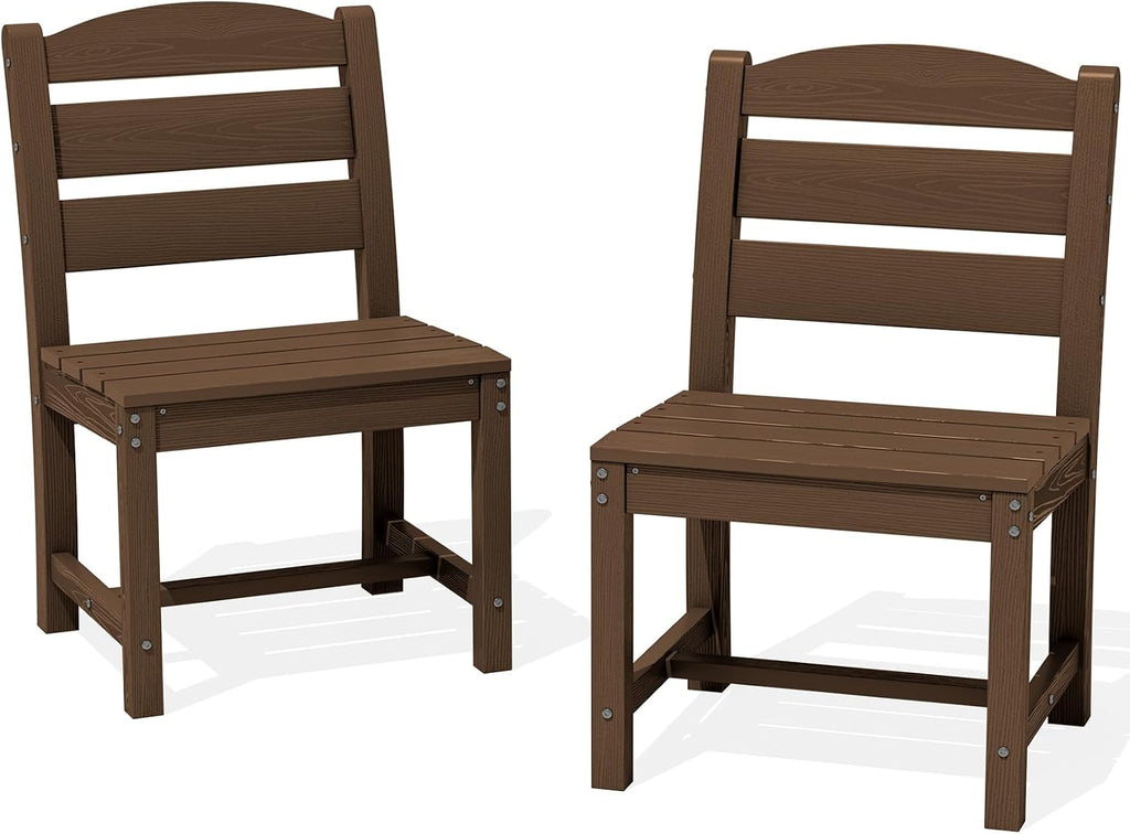 SERWALL Patio Dining Chair, All Weather Dining Chair Set of 2, Outdoor Dining Chair with Widened Seat, Brown
