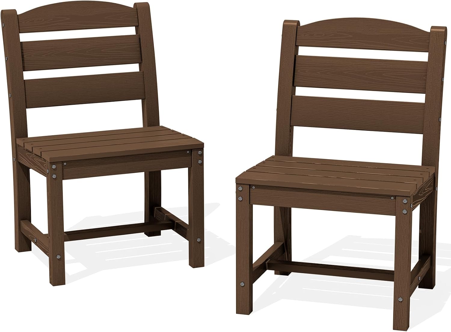 SERWALL Patio Dining Chair, All Weather Dining Chair Set of 2, Outdoor Dining Chair with Widened Seat, Brown