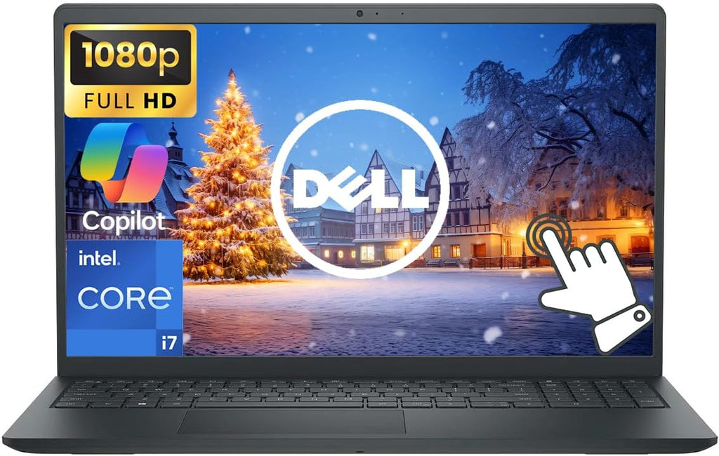 Dell Touchscreen 15.6' FHD Business Laptop Computer, Intel Core i7-1355U 10-Core Processor, 16GB RAM 1TB Storage (512GB SSD+512GB Docking Set), Windows 11, AI Copilot, Numeric Keypad, Carbon Black