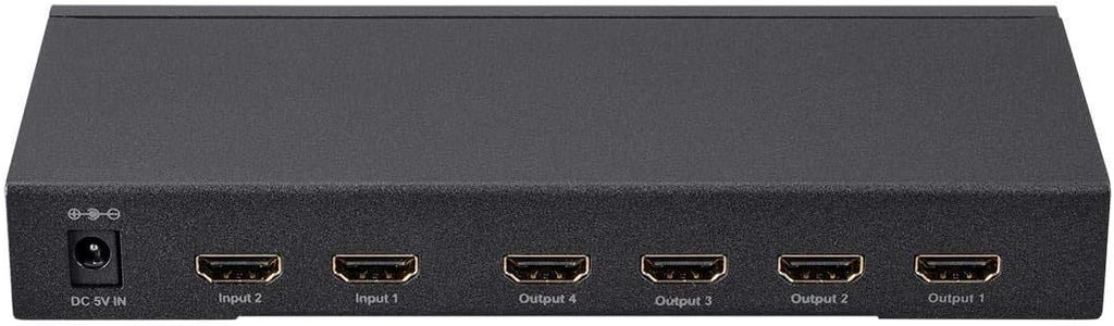 Monoprice Blackbird 4K 2x4 HDMI Splitter and Switch - Dolby Vision and Dolby TrueHD Support, Built in Automatically Adjusting Amplifier, 4K@60Hz, HDCP 2.2, Black