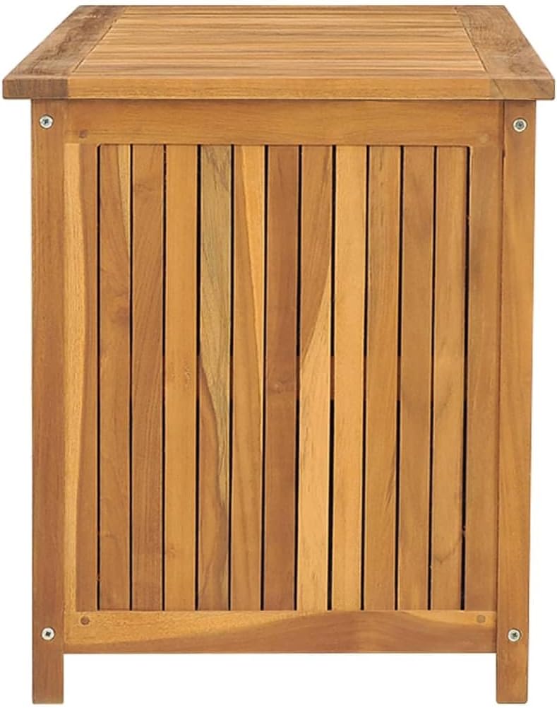 Patio Storage Box Outdoor Solid Teak Wood Deck Box Wooden Outdoor Storage Organization Box with Lid Storage Bench and Waterproof Lining for Garden,Patio,Backyard,44.9'x19.7'x22.8' -AA