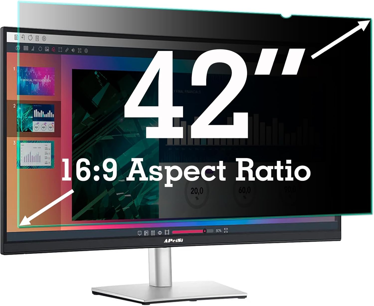 42 Inch Privacy Screen Filter for Widescreen 16:9 TV Monitor | Privacy Shield | Anti-Glare | Anti-Blue light | Eye Protection | Anti Spy | Computer Security Private Filter Protector