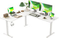 Agilestic L Shaped Standing Desk 63 x 55 inch Adjustable Height, Electric Corner Standing Desk, Sit Stand Computer Table with Splice Board, White