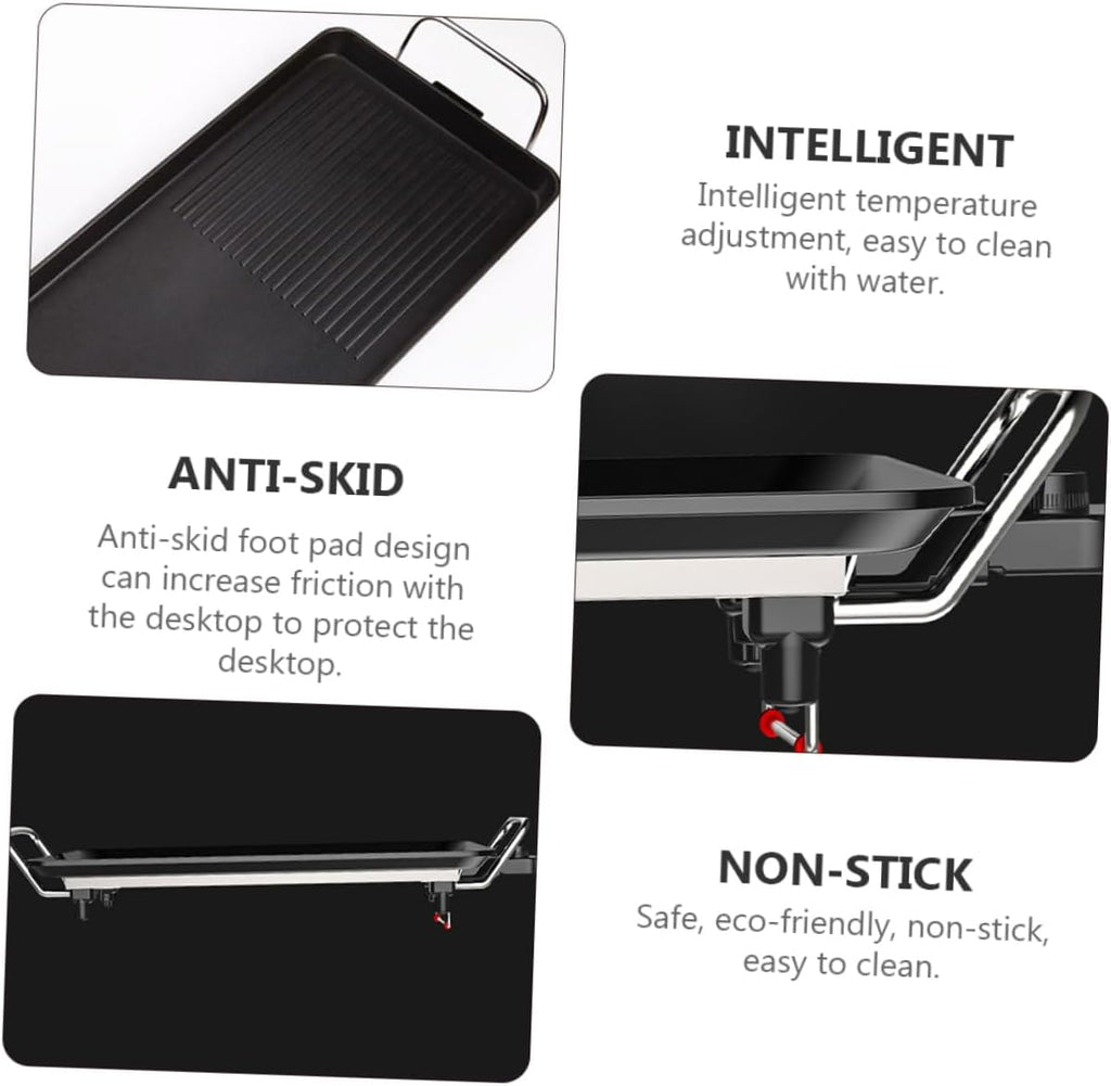 LIFKOME 1set Multi-function Electric Grill Plate for Indoor Barbecue Nonstick Smokeless for Home Cooking Us Easy to Clean