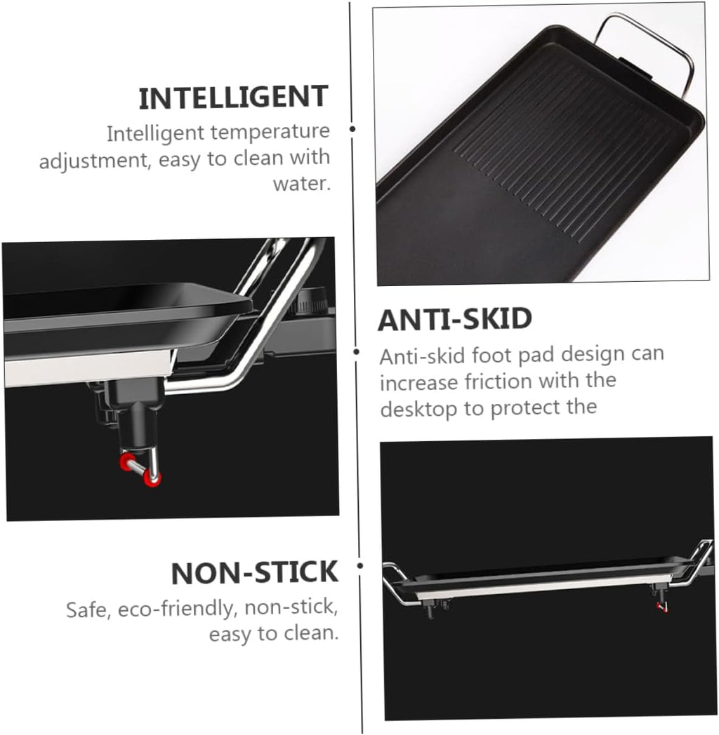1set Multi-function Electric Grill Plate Smokeless Non-stick Bbq for Indoor Grilling for Steaks Chicken Fish and Vegetables and Space-saving Design