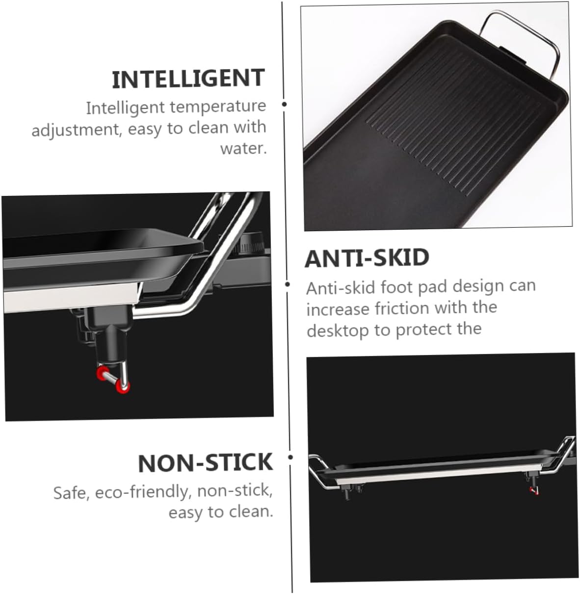 1set Multi-function Electric Grill Plate Smokeless Non-stick Bbq for Indoor Grilling for Steaks Chicken Fish and Vegetables and Space-saving Design