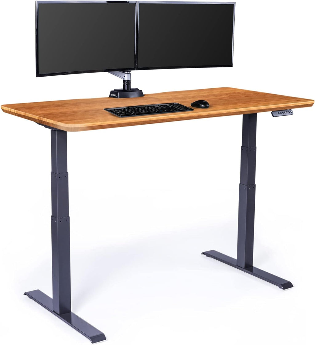 Vari Classic Electric Standing Desk - VariDesk Height Adjustable Sit/Stand Desk - Dual Motor with Memory Presets, Stable T-Style Legs - Gaming or Home Office Workstation - 60'x30', Butcher Block