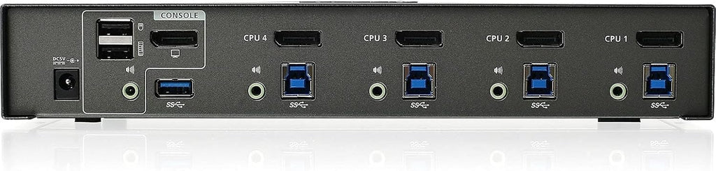IOGEAR 4-Port DisplayPort KVMP Switch - 4K 30Hz - 2-Port USB 3.1 Hub Rate 5Gbps - Keyboard Mouse Input - 7.1 HD Audio - Front Panel Selector - TAA Compliant - Mac/Win - GCS1904 Black