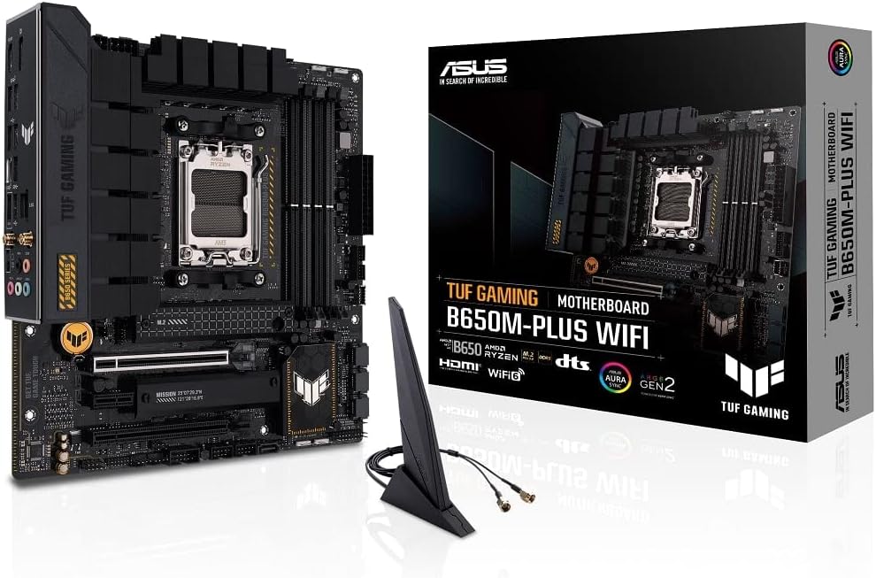 ASUS TUF Gaming B650M-PLUS WiFi AMD B650 AM5 Ryzen™ Desktop 9000 8000 and 7000 ATX Motherboard, 14 Power Stages, PCIe® 5.0 M.2, DDR5 Memory, 2.5 Gb Ethernet, USB4® Support Aura Sync