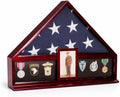 Bey-Berk Custom Personalized American Flag Display Case for 5' x 9.5' Burial Memorial Flag, Military Medal Shadow Box with Glass Front and 4'x 6' Picture Frame (Mahogany)