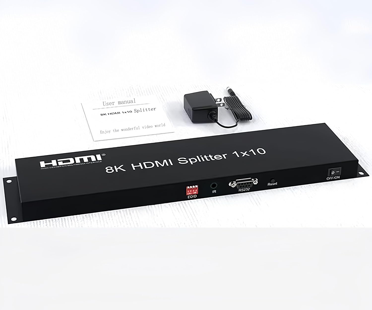 8K HDMI Splitter 1×10 HDMI2.1 Replicator Distributor 1 in 10 Out Affordable Splitter Multi-Monitor 8K@60Hz Full Ultra-HD Supports EDID RS232 Rest Button 3D HDR 48Gbps for Xbox PS4 DVD HDTV etc