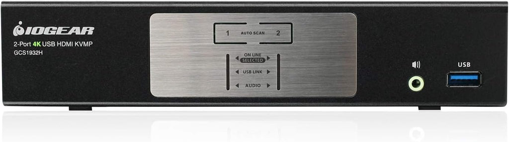 IOGEAR 2-Port HDMI 4K KVMP Switch - 2-Port USB 3.1 Hub Transfer Rate 5Gbps - 4K 60Hz - Control 2 Computers w/1 Keyboard Mouse - HD Audio - Auto Scan Mode - TAA - Mac / Win - GCS1932H