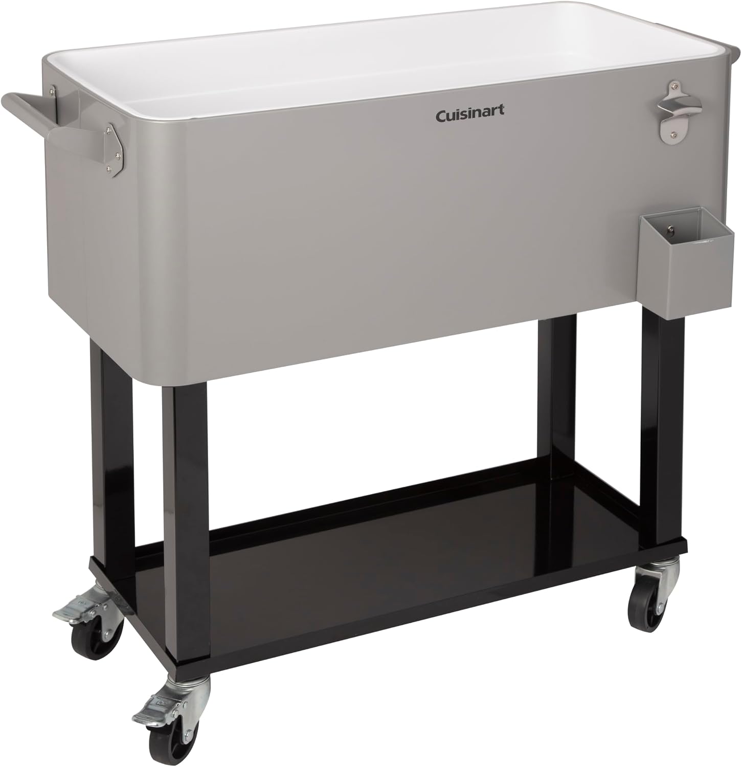 Cuisinart 80 Qt Cooler Cart, Portable Outdoor Beverage Cooler with Storage Shelf, Bottle Opener and Cap Collector, Summer BBQs, Cookouts and Tailgates, 48 Hour Cold Drinks, Chill, Fresh Sodas and Beer