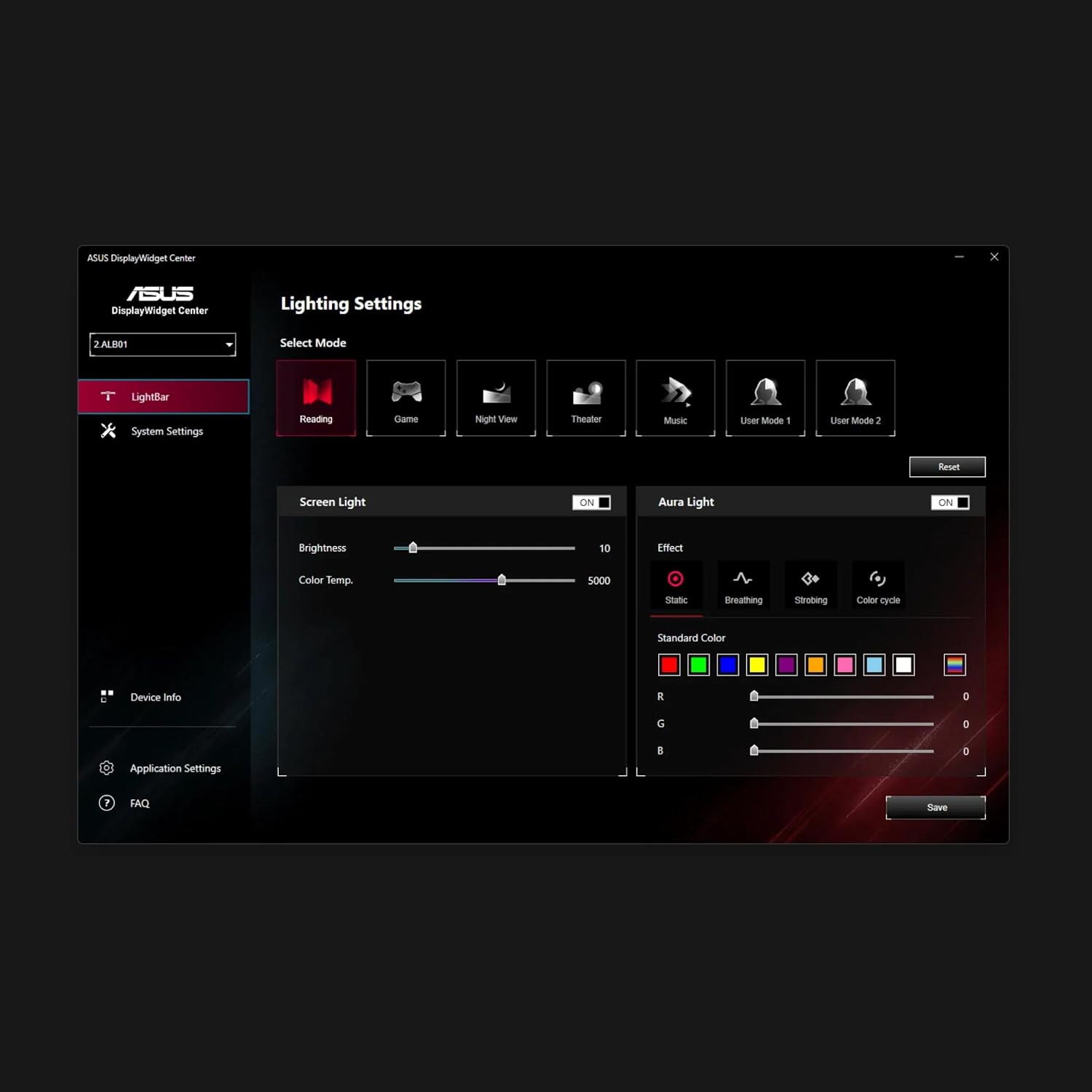 ASUS ROG Aura Monitor Light Bar (ALB01) - Asymmetrical Lighting bar, 3 Modes, RGB Lighting, USB-C, Patented clamp, Magnetic Buckle, Aura Sync Compatible, DisplayWidget Center, Quick Installation