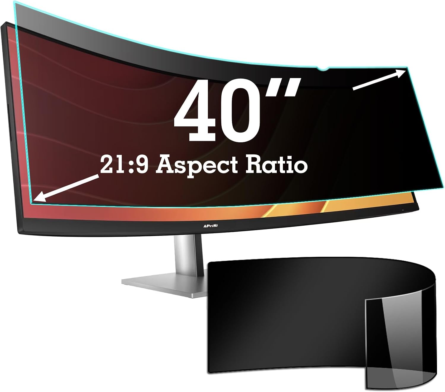 40 Inch Privacy Screen Filter for 21:9 Curved Ultrawide Monitor | Privacy Shield | Anti Glare | Anti-Blue Light | Eye Protection | Anti Spy | Computer Security Private Filter Protector