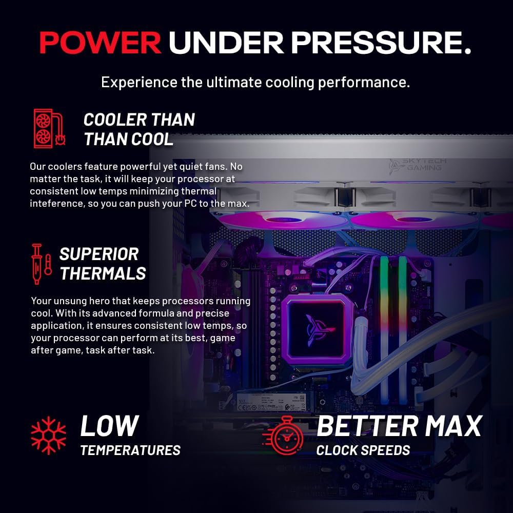 Skytech Gaming Aqua Desktop PC, Ryzen 7 9800X3D 4.7 GHz (5.2 GHz Turbo), NVIDIA RTX 5080 16GB, 2TB Gen4 NVMe SSD, 32GB DDR5 RAM 6000 RGB, 850W Gold ATX 3 PSU, 360mm ARGB AIO, Wi-Fi, Win 11