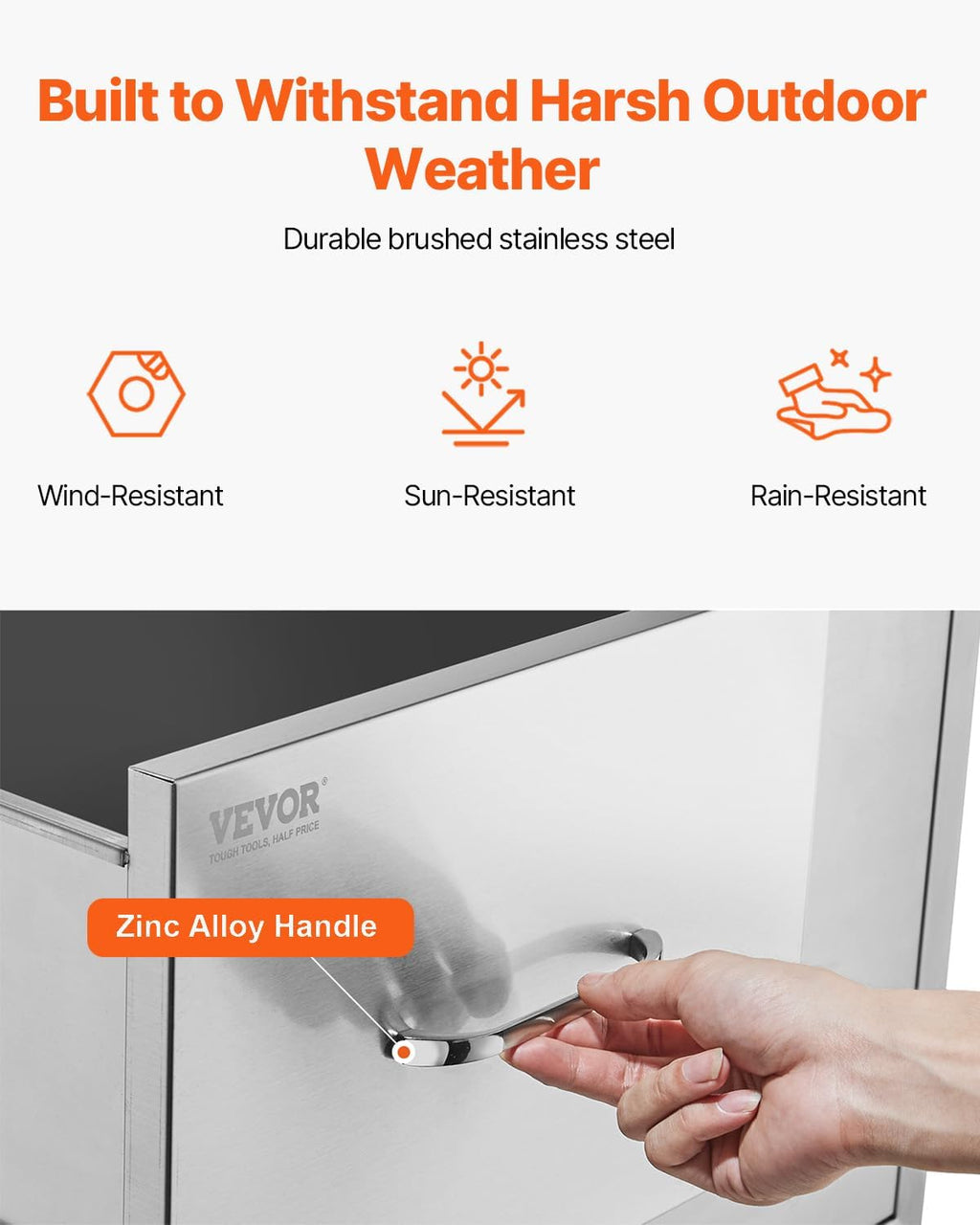 VEVOR Outdoor Kitchen Door Drawer Combo, 32.5'Wx21.7'Hx20.5'D, Access Door Double Drawers with Paper Towel Rack, BBQ Island Drawers with Stainless Steel Handles, 30.7'Wx20'Hx21'D Cutout Size